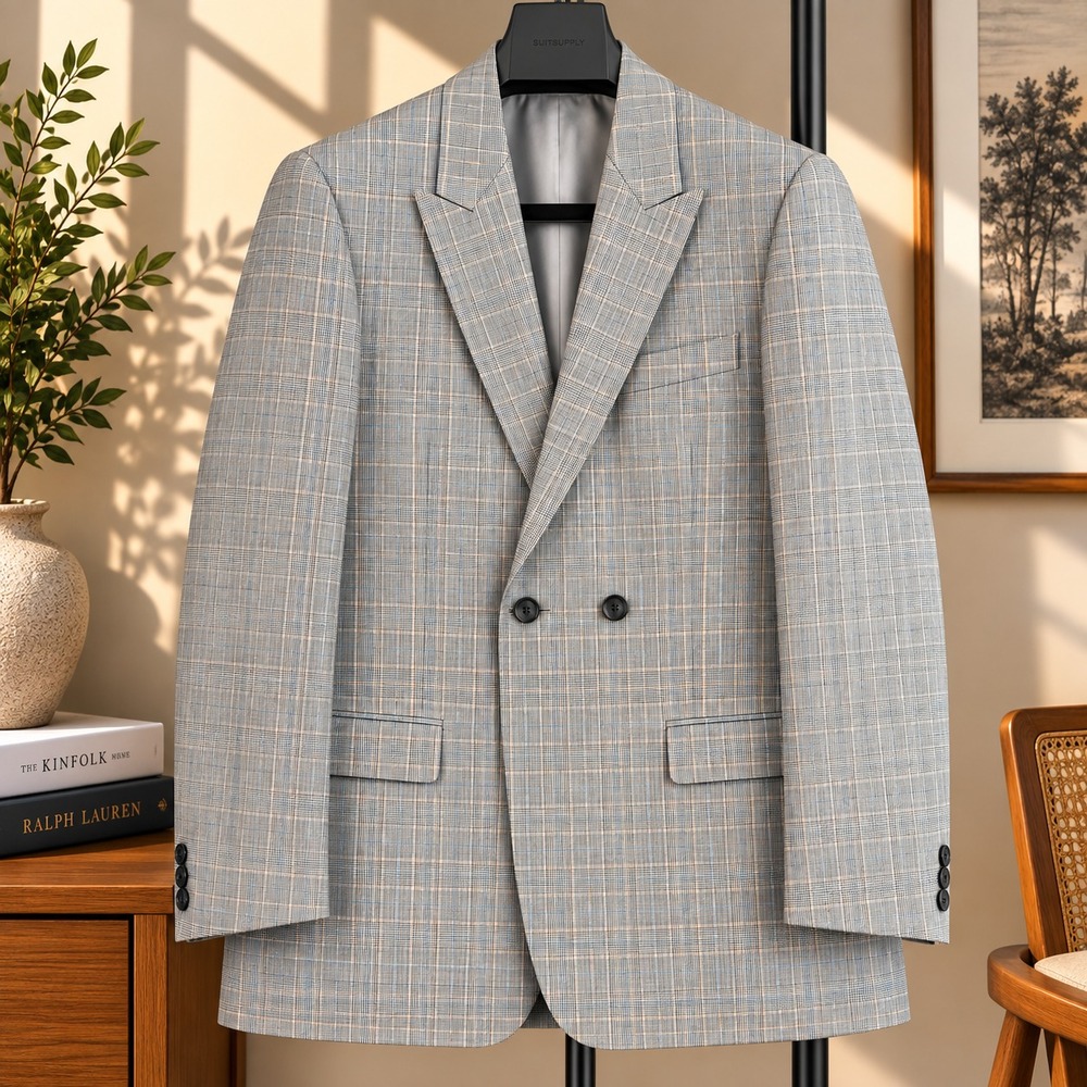Topman Limited Edition Blazer Mens 38R Gray Plaid Pastel Abstract Sport Coat